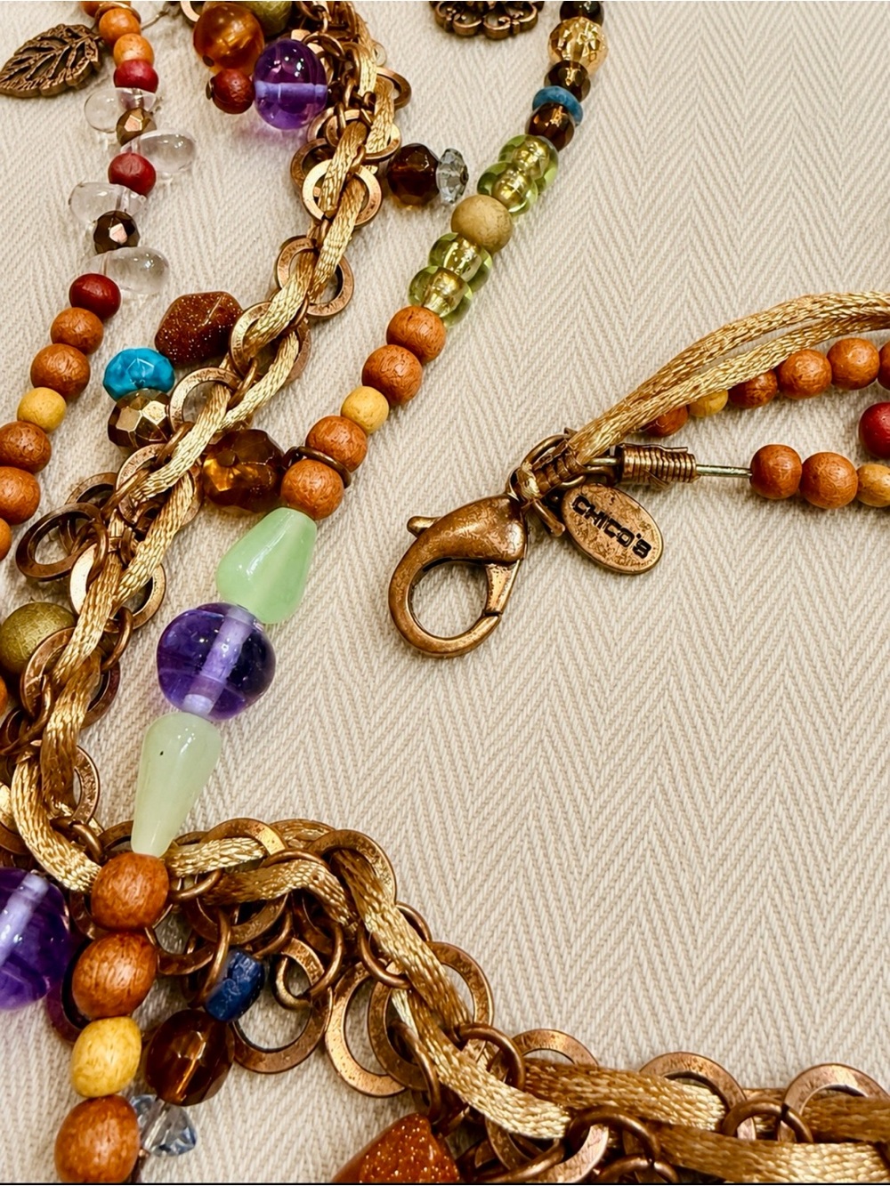 Chico’s Boho Multi-Strand Beaded Chain Belt- Statement Waist Accessory - Picture 5 of 7